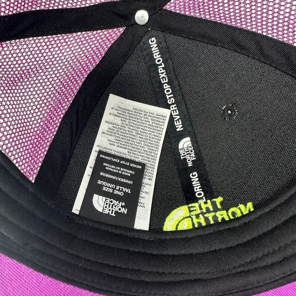 The North Face Hat Unisex OS Purple Black Mudder Trucker Snapback Mesh Cap Logo